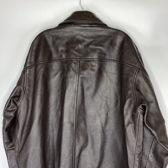 Vintage L.L. Bean Brown Goatskin Leather Bomber Flight Jacket Men's XL Tall - Picture 4 of 12